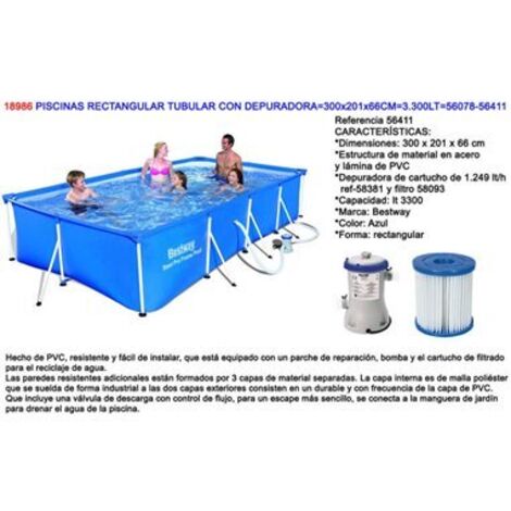 Pro rechteckiger Stahlpool mit Luftreiniger 300x201x66 3300 L 56411 (1/10)