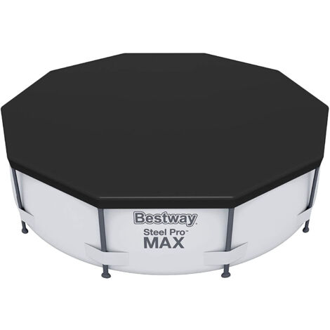 Bestway – Flowclear PVC-Abdeckplane Ø 370 cm – Schutzplane für 366 cm Steel Pro / Steel Pro MAX Pools – mit Drainagelöchern und Befestigungsseilen (1/8)