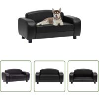 The Living Store Hundesofa Schwarz 80x50x40 cm Kunstleder - Hundesofa - Hundebett - Tierbett - Kuschelplatz - Kleintiermöbel