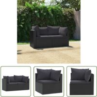 The Living Store 2-tlg. Garten-Sofagarnitur mit Auflagen Poly Rattan Schwarz - Outdoor Möbel - Gartenmöbel - Lounge Set - Rattan Gartenmöbel - Balkonmöbel