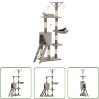 Maison Exclusive Katzen-Kratzbaum mit Sisal-Säulen 138 cm Grau