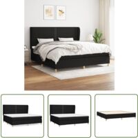 The Living Store Boxspringbett mit Matratze Schwarz 200x200 cm Stoff - Boxspringbett - Doppelbett - Schlafsystem - Bettenrahmen - Lattenrost