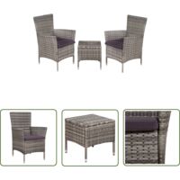 Maison Exclusive 3-tlg. Bistro-Set Poly Rattan Grau