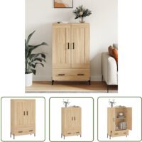 The Living Store Highboard Sonoma-Eiche 69,5x31x115 cm Holzwerkstoff - Sideboard - Hochschrank - Wohnzimmermöbel - Eichefarben - Holzwerkstoff