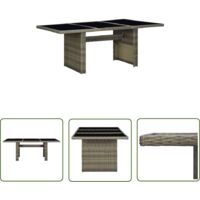 The Living Store Gartentisch Braun Poly Rattan und Hartglas - Esstisch - Gartentisch - Outdoor Möbel - Rattan Tisch - Pool Party Deko