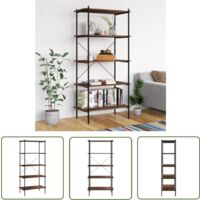 The Living Store Regal mit 5 Böden Schwarz und Natur 80x40x163 cm - Bücherregal - Regal - Wohnraumorganisation - Aufbewahrungslösung - Stehregal