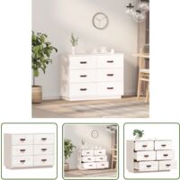 The Living Store Sideboard Weiß 100x40x75 cm Massivholz Kiefer - Holz Sideboard - Massives Kiefernholz - Weißes Sideboard - Wohnzimmermöbel - Schubladenschrank
