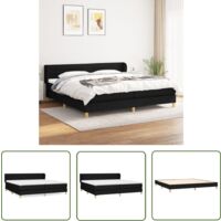 The Living Store Boxspringbett mit Matratze Schwarz 200x200 cm Stoff - Boxspringbett - Doppelbett - Bettenrahmen - Schlafsystem - Massivholzbette