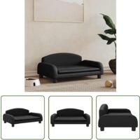 The Living Store Hundebett Schwarz 70x45x30 cm Kunstleder - Hunde Bett - Haustierbett - Hundekissen - Sofabed Für Hunde - Kleines Hundebett