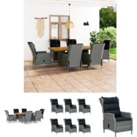Rattanmöbel - vidaXL 7-tlg. Garten-Essgruppe mit Auflagen Poly Rattan Hellgrau - Freien Mahlzeiten