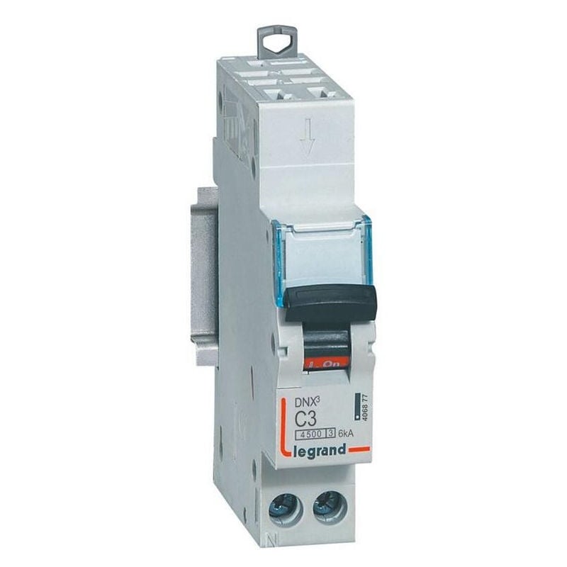 406877 Disjoncteur Legrand 3a Unipolaire + Neutre Dx3 - Courbe C - 4,5/6ka - Auto+vis - 1 Module