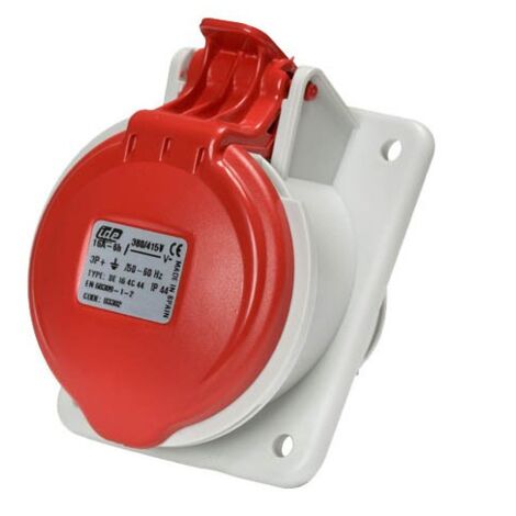 IDE – Prise femelle tétrapolaire 3P+N+T 16A étanche IP67 – Installation encastrée sur coffret – Protection contre humidité et poussière
