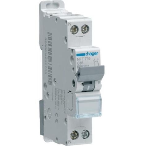 Disjoncteurs - 1 Ph+N - courbe C - Vis/Vis - NFT - Hager - 16A - NFT716