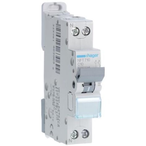 Disjoncteurs - 1 Ph+N - courbe C - Vis/Vis - NFT - Hager - 10A - NFT710