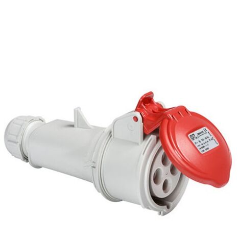 IDE – Prise femelle triphasée 3P+T 16A IP67 – Résistante aux chocs IK08 – Raccordement par borne à vis – Pour câbles jusqu'à 6 mm²