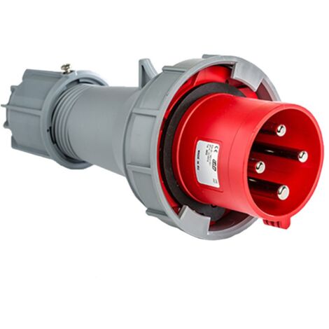 IDE – Fiche mâle triphasée 63A 3P+T – Étanchéité IP67 – Raccordement par borne à vis jusqu'à 25mm² – Pour installations industrielles