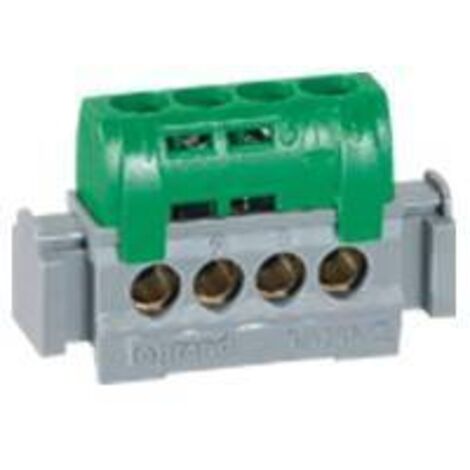 Legrand – Bornier de répartition isolé IP2X terre 4 connexions 1,5mm² à 16mm² vert longueur 47mm – 4830