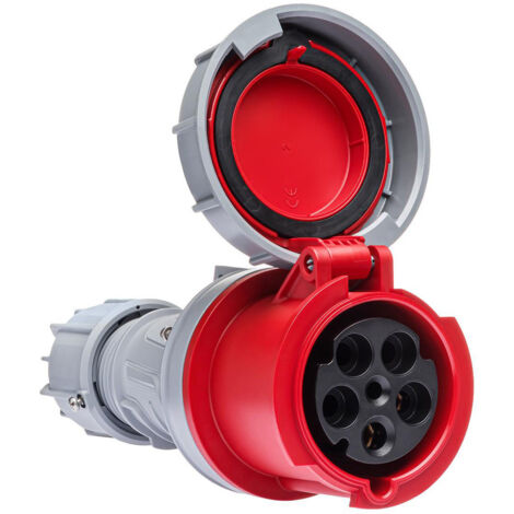 Prise femelle tétrapolaire 63A 3P+N+T – étanche IP67 – borne à vis pour câbles rigides 25mm² – qualité professionnelle