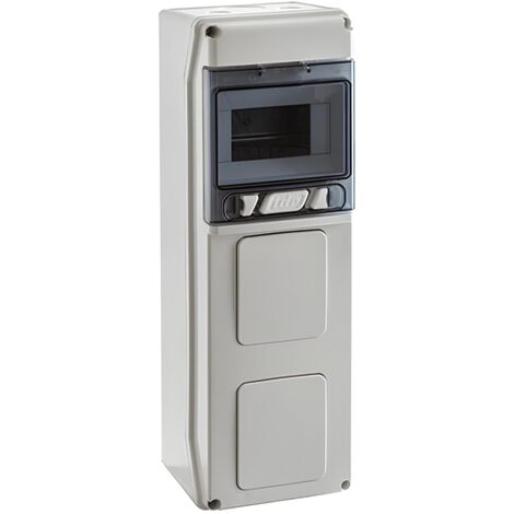 Pcsn6pt - Coffret Pour Prise étanche Ip65 - Prédécoupage 2 Prises - 1 Rangée De 6 Modules - Ide Star
