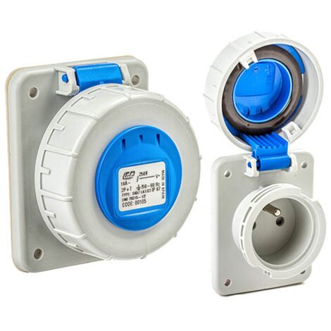 Prise française étanche IP67 2P+T 16A 220V – Raccordement à vis – Pour environnements industriels humides – Compatible avec coffrets IDE Star