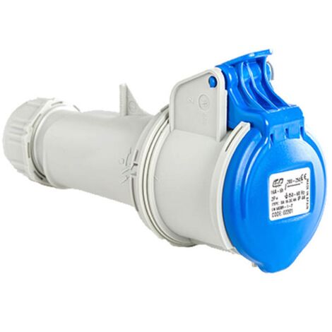 Prise femelle CEE 2P+T 16A étanche IP67 – Résistante à l'immersion – Raccordement par borne à vis – Pour chantiers humides