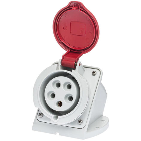 Socle de prise femelle 3P+N+T 32A étanche IP44 ou IP67 - Étanche IP67 ou IP44 - IP44 - Socle mural 3P+T+N - 32A - 380V