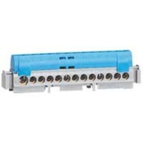 Bornier de répartition isolé IP2X neutre 1 connexion 6mm² à 25mm² bleu longueur 176mm LEGRAND 004846