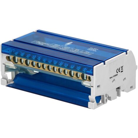 Répartiteur pour tableau électrique tétrapolaire 125A – 15 départs 11x 1,5 à 6mm² + 2x 10 à 25mm² + 2x 35mm² – Installation sur rail DIN