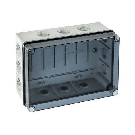 IDE – EVT322 Boîte de dérivation étanche IP65 – Couvercle transparent – Entrées coniques M40 – Dimensions 328x239x129 mm