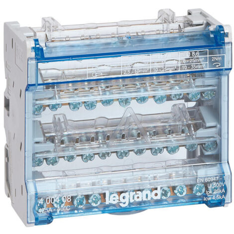 Legrand – Coffret électrique nu 4P 125A – Répartiteur modulaire tétrapolaire – 6 modules – Protection IP40 pour armoire électrique triphasée