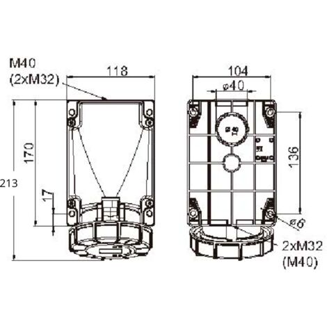 Socle de prise triphasé 63A 380V avec fil pilote 3P+T – Étanchéité IP67 pour chantiers humides – Compatible avec prises mâles 63A/125A (1/3)