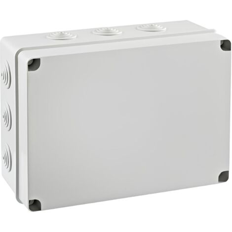 Boîte de dérivation étanche IP65 – Dimensions 253x342x132mm – Passe fil conique Ø40 – Pour chantiers humides et extérieurs