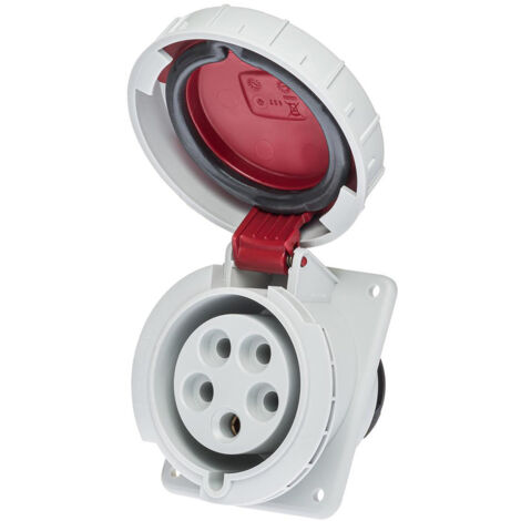 IDE – Prise tétrapolaire 32A 3P+N+T – 5 broches – Encastrable sur coffret – Étanchéité IP67 – Résistance IK08