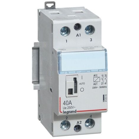 Legrand – Contacteur pour tableau électrique 412545 – Intensité 40A – Tension 250V~ – 2F – 2 modules – Commande manuelle et dépannage