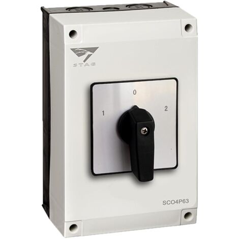 Coffret inverseur de source manuel 63A – Monophasé ou triphasé – Étanchéité IP65 – Pour groupes électrogènes jusqu'à 12kVA – IMO
