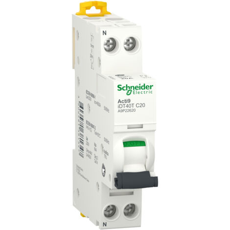 A9p22620 Disjoncteur Schneider 20a - Phase Neutre 1p+n - Courbe C - 4,5/6ka - à Vis - Schneider Idt40t