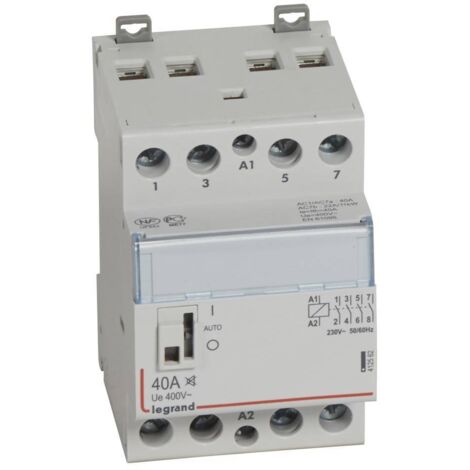 Legrand – Contacteur pour tableau électrique 40A 4 pôles 230V – Silencieux avec commande manuelle – Conforme norme NF EN 61095 – 412562 (1/2)