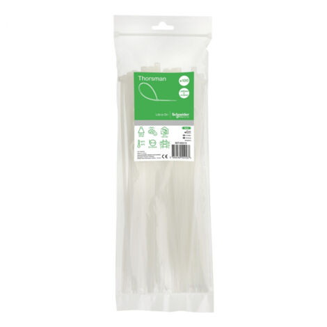 Lot De 100 Colliers Serre Câble Plastique Blanc 300x4,8mm - Ultra Résistant Polyamide 6.6 - Schneider (1/4)