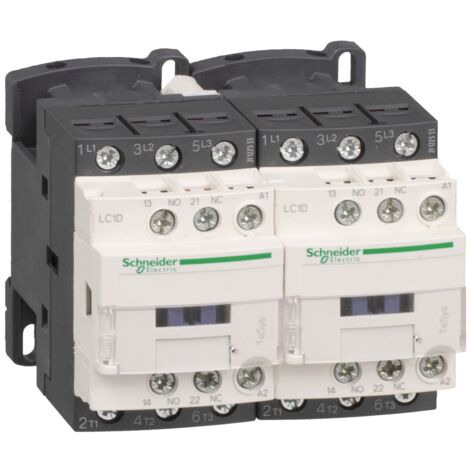 Schneider Electric – Contacteur inverseur 3P AC3 440V 12A bobine 230V CA – 3NO + 1NO + 1NF – Durée de vie électrique 2Mcycles – LC2D12P7