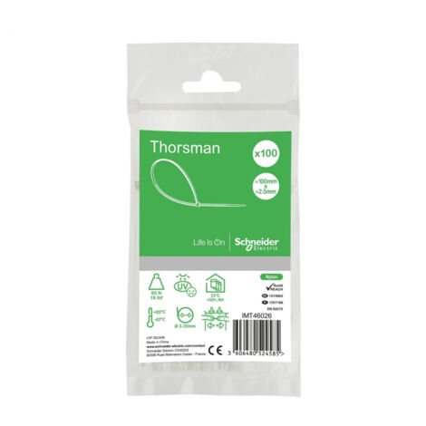 Thorsman colliers de serrage serre câbles 100x2,5mm incolore SCHNEIDER IMT46026 (1/4)