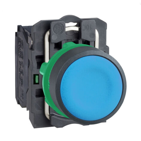 Xb5aa61 Schneider Bouton Poussoir Affleurant Complet Composable - ø22 - Bleu -1no - Harmony Xb5 (1/4)