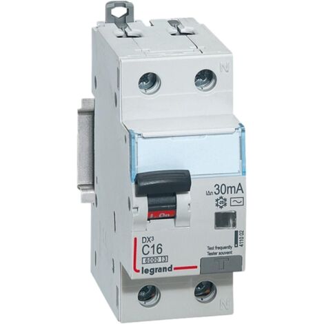 411002 Disjoncteur Différentiel 16a - 30ma - Type Ac - 1p+n - 2 Modules - Neutre à Droite - Auxiliarisable - Legrand
