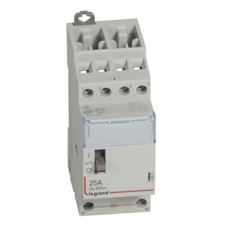 Legrand – Contacteur 4P 25A 230V – 4F – Pour contrôle manuel d'équipements électriques – Fixation rail DIN – Conforme norme NF EN 61095