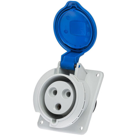Prise femelle P17 CEE 2P+T 32A étanche IP44 ou IP67 à encastrer sur coffret - Étanche IP67 ou IP44 - IP44 - Socle de tableau  2P+T - 32A - 230V