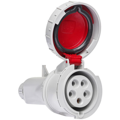 IDE – Fiche femelle tétrapolaire 32A 3P+N+T 380V – Étanchéité IP67 – Résistance chocs mécaniques IK08 – Compatible prises 32A 5 broches