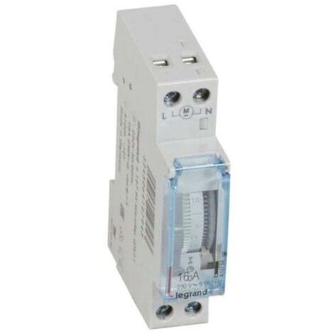 Legrand – Interrupteur horaire analogique 230V 50Hz – Programmation hebdomadaire – Courant 16A – Montage rail DIN – Précision 2.5s