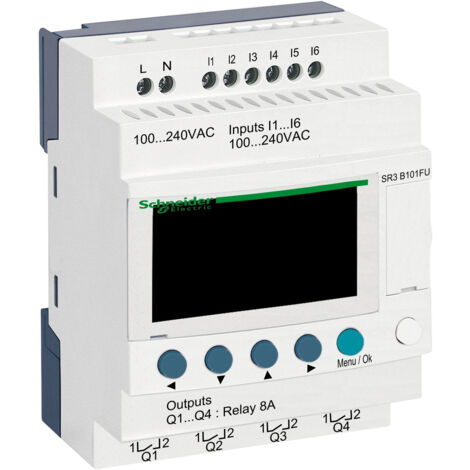 Zelio Logic - relais intelligent modul.- 10 E/S - 100..240Vca - horl.- affichage (SR3B101FU)