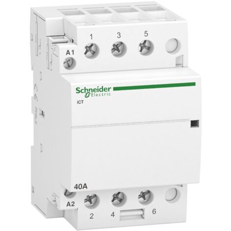 Schneider Electric – Contacteur pour tableau électrique 40A 3NO 230-240V CA – Compatible avec installations heures creuses – A9C20843 - 230-240vca