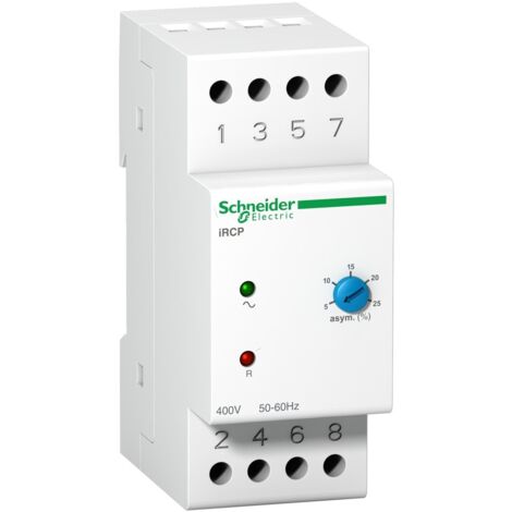 Schneider Electric – Relais de contrôle de phase 400V – 8A – Contact inverseur avec sécurité intégrée – Pour moteur triphasé – IP20 - A9E21180