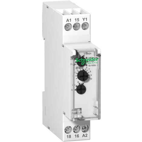 Schneider Electric – Relais temporisé multifonction 1OF 12...240VCA/CC – Signalisation LED – Durée d'impulsion > 100 ms – Configuration par bouton rotatif